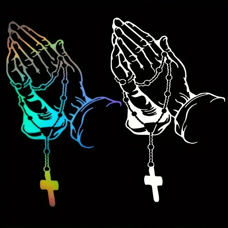 

2Pcs Reflective Praying Hand Gesture Stickers,Religious Theme Automotive & Motorcycle Customization Stickers