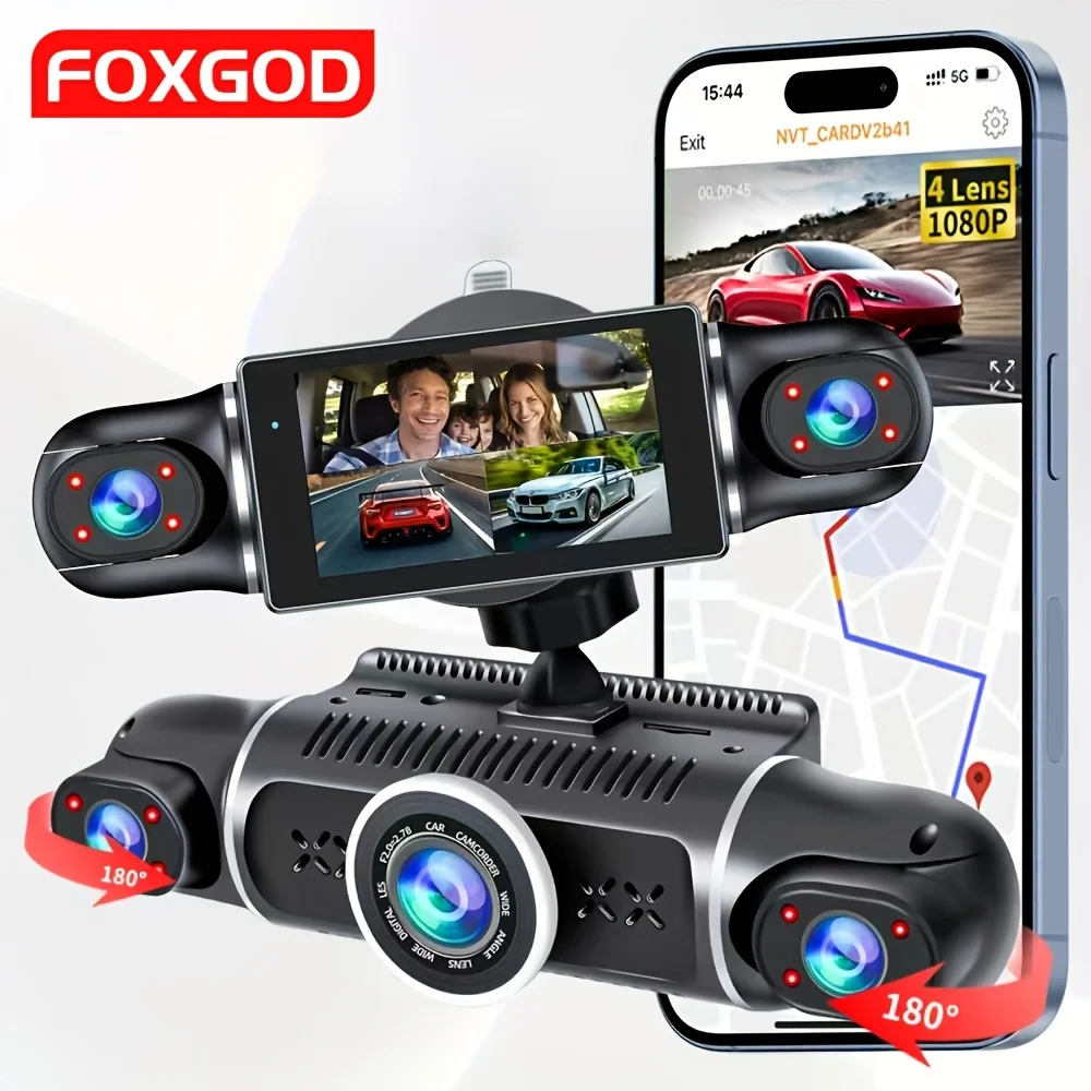 

Dash Camera for Cars WiFi GPS 360° Wrap Recording FHD 1080P 3/4 Channels Lens Dashboard Camera Tachograph SuperR
