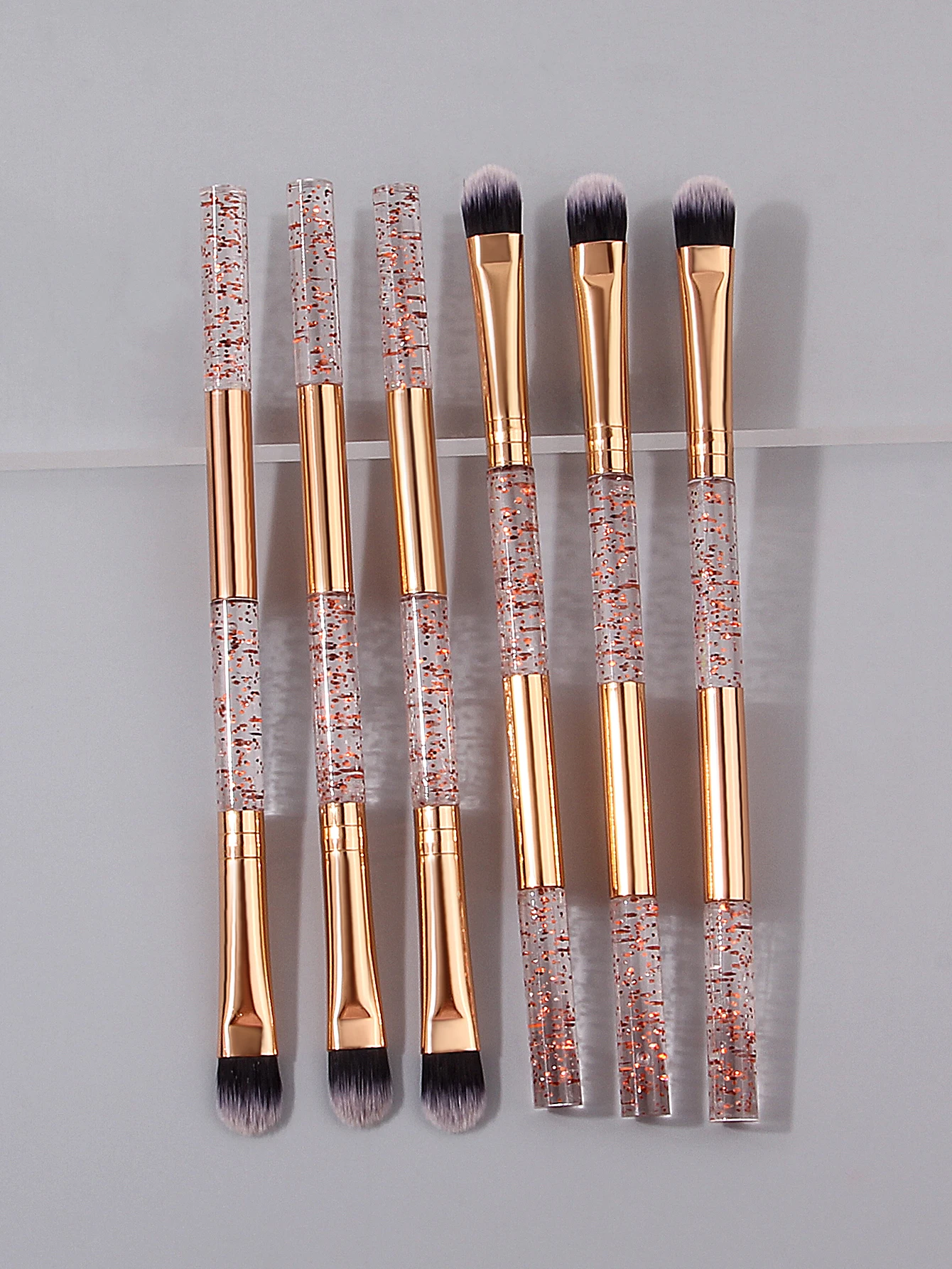 6-piece rose gold glitter eyeshadow brush set, professional eye makeup brush,concealer brush, portable makeup tool for beginners