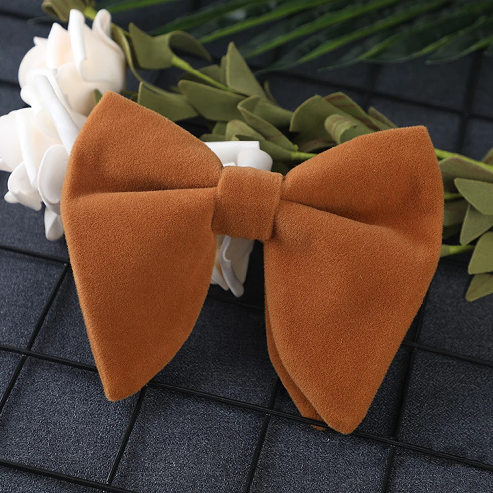 

Funeral Groom Solid Formal Wear Accessories Women Christmas Gift Horn Bow Ties Planted Velvet Neck Tie Bow Tie