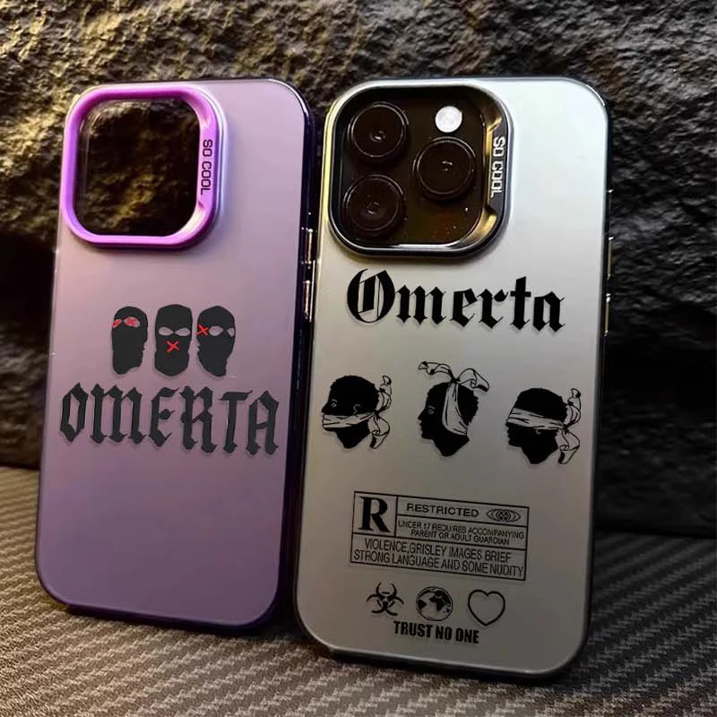 Luxury Omerta Maes Hot Plating Phone Case for iPhone 16 15 14 13 12 11 Pro Max XS X XR 8 7 Plus SE 2020 Shockproof Back Cover