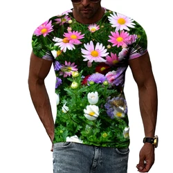 Summer Original Plant Flower Pattern Men T-shirt New Fashion Personality Casual Print graphic t shirts Trendly Unisex O-neck Tee