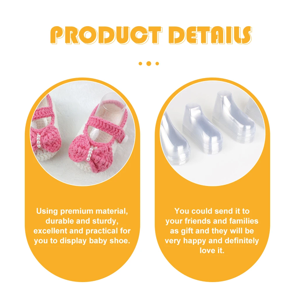 

20 Pairs Baby Feet Display Holders Clear PVC Shoe Sock Stands Organizers Mold Toddler Shoes Shape Maintainers Practical