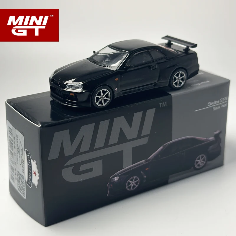 MINIGT 1:64 Skyline GTR R34 V-Spec Black Pearl alloy car Model 570