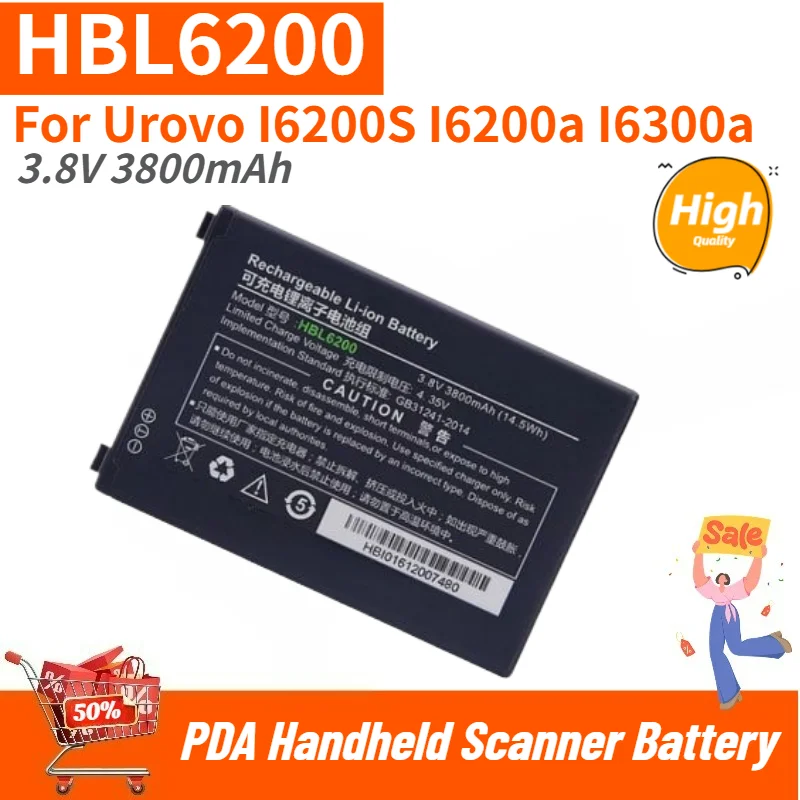 High Quality HBL6200 Battery 3.8V 3800mAh for Urovo I6200S I6200a I6300a PDA Handheld Scanner Replacement Battery