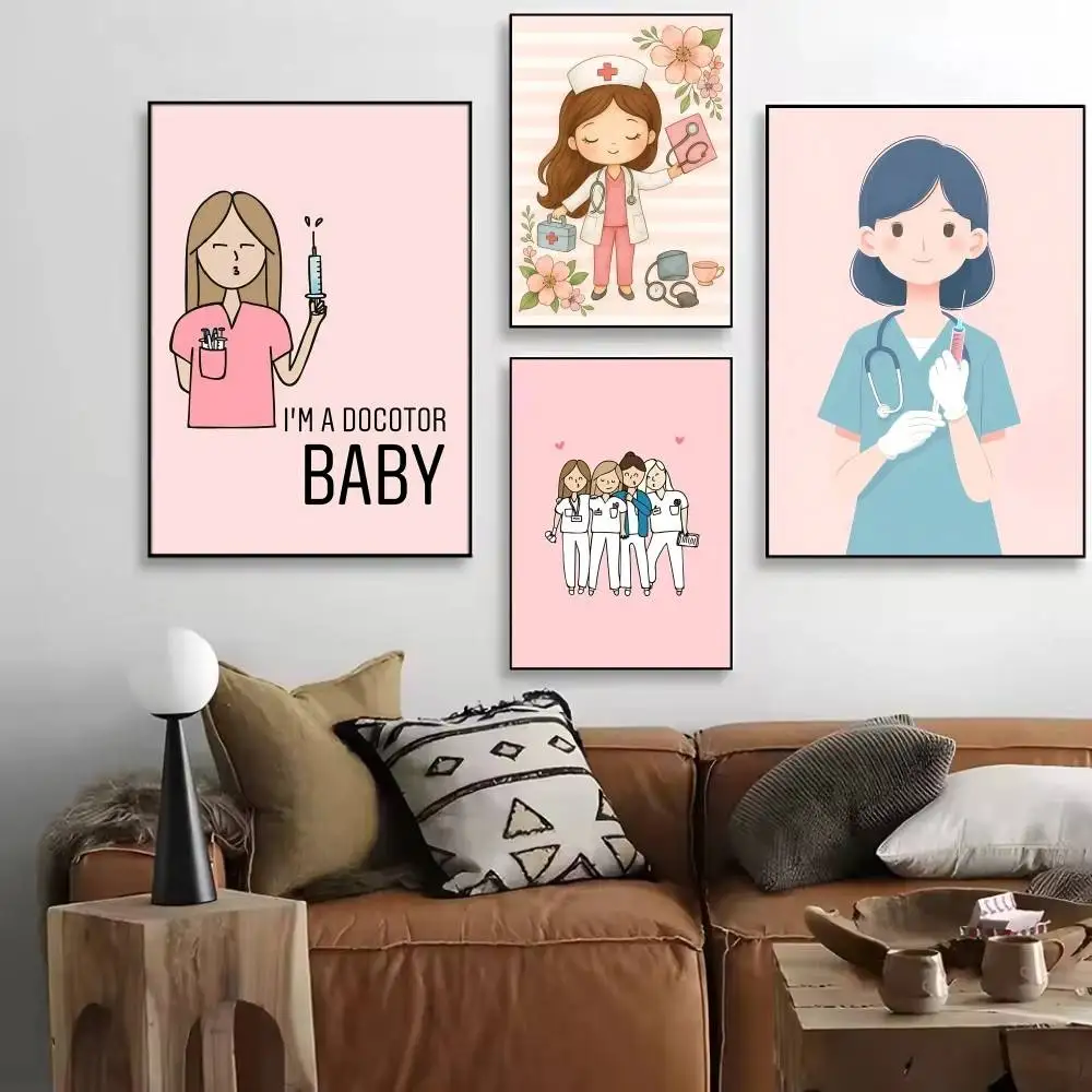 Nurse Doctors Style Posters High Quality Self-adhesive Wall Art Decorations Color Prints Sticky