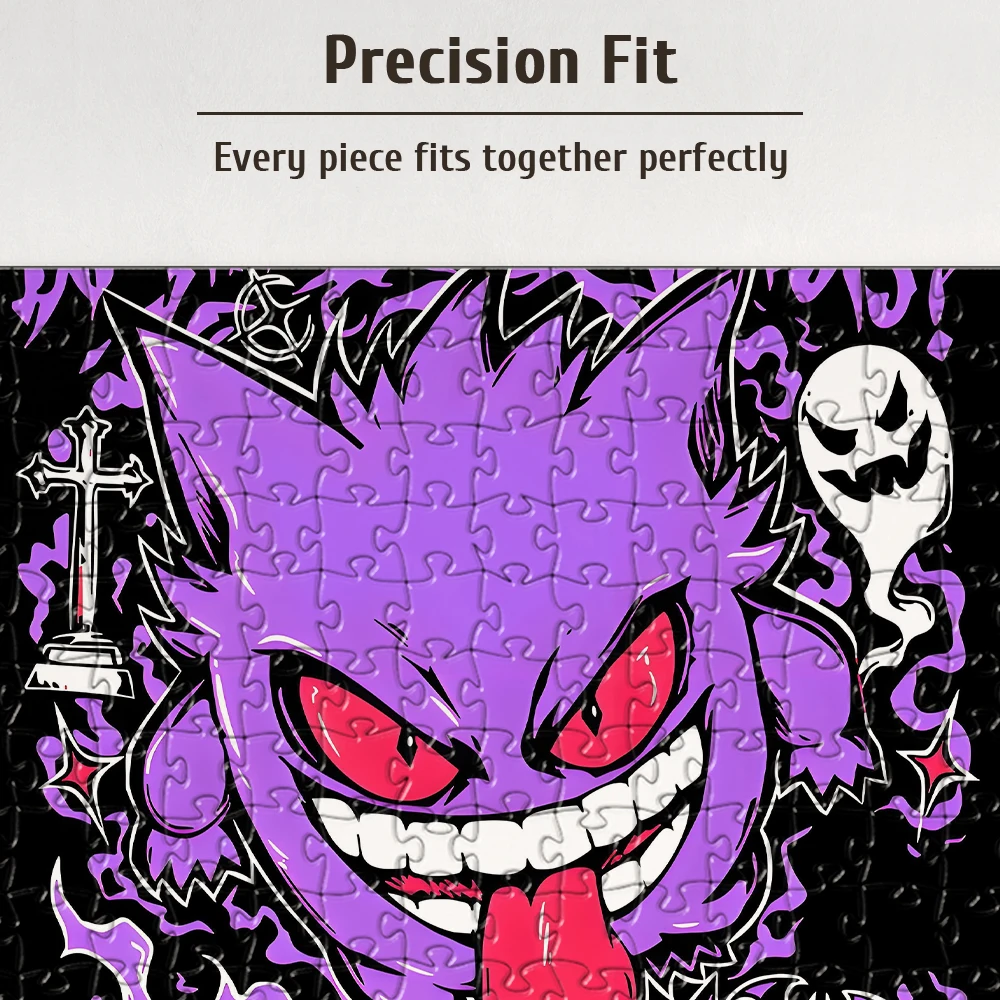 Pokémon Thema Gengar Houten Puzzelspel - Educatief Speelgoed in Verschillende Stukkenaantallen 108/200/300/500/1000 Stukjes Beschikbaar