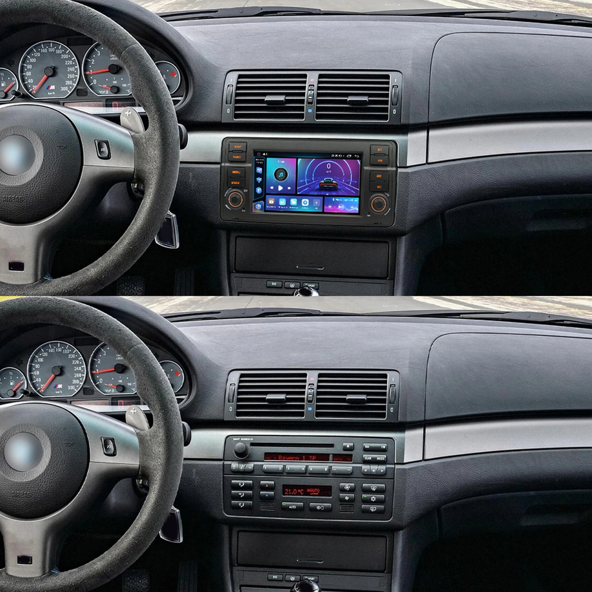 بلوتوث 5.1 لموديلات BMW E46/BMW E46 1998-2006 مقاس 7 بوصات 2+32G وظائف IPS/ASP/AHD/CARPLAY القياسية