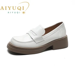 AIYUQI Platform Loafers Shoes Women Genuine Leather 2024 New British Style Women Spring Shoes College Style Non-slip Girl Shoes