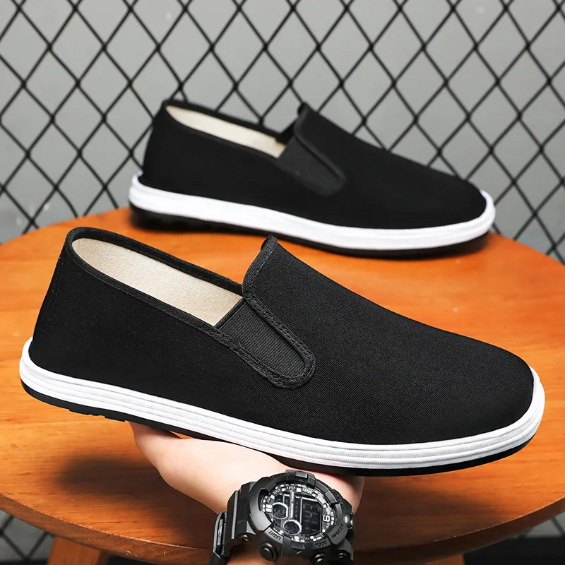 

2025: мужская летняя рабочая одежда, тканевая обувь, удобная легкая мужская обувь для бега, мужская повседневная обувь из старой пекинской ткани