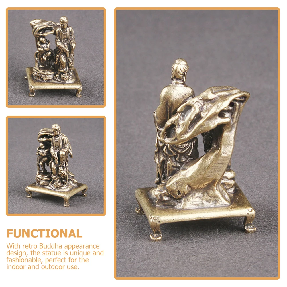 

Brass Buddha Sculpture Retro Desktop Brass Craft Decor Exquisite Handmade Buddha Statue Unique Indoor Home Decoration