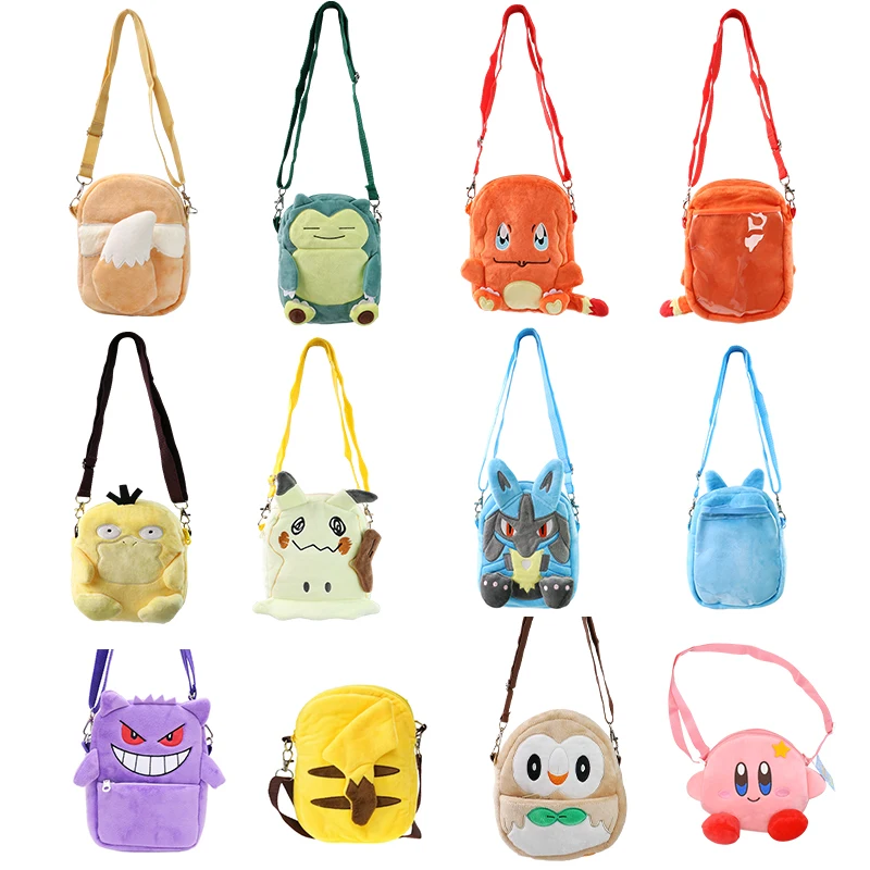 

Pokemon Shoulder Bag Gengar Mimikyu Snorlax Rowlet Psyduck Lucario Charmander Plush Backpack Pokemon Anime Shoulder Bag Toys