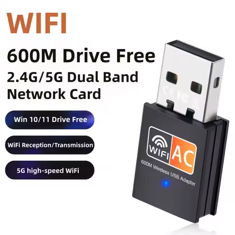 600M USB Network Adapter WIFI Dual Band 2.4/5GHz Free Driver Wireless Network Card Suitable for Windows 10/11, Linux, MAC OS