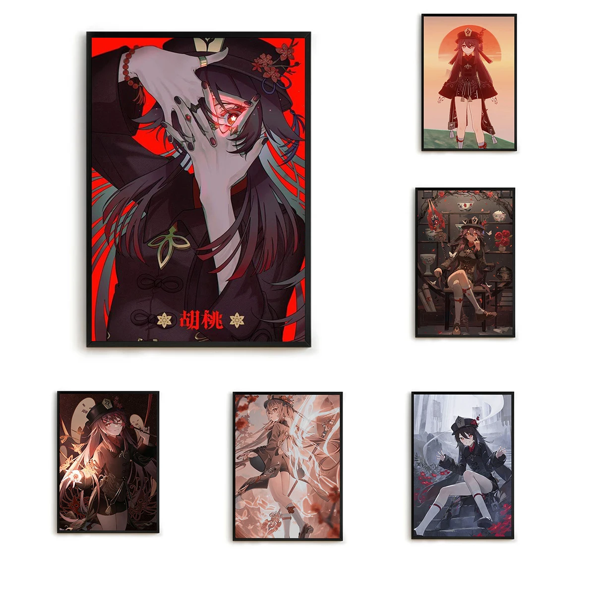 

Anime Decorative Paintings Genshin Impact Canvas Poster Kawaii Hutao Decorative Painting Home Decor Wall Decor Cartoon Posters