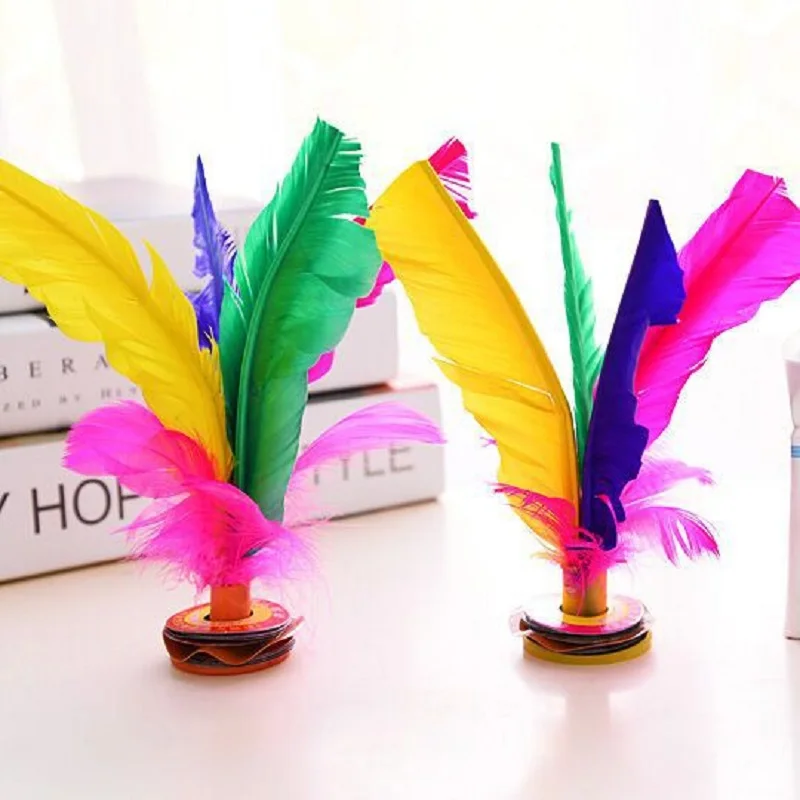 6Pcs Chinese Jianzi Feathers Kicking Shuttlecock Foot Exercise Outdoor Game for Kids Spring Outdoor Indoor Sports Childrens Toys