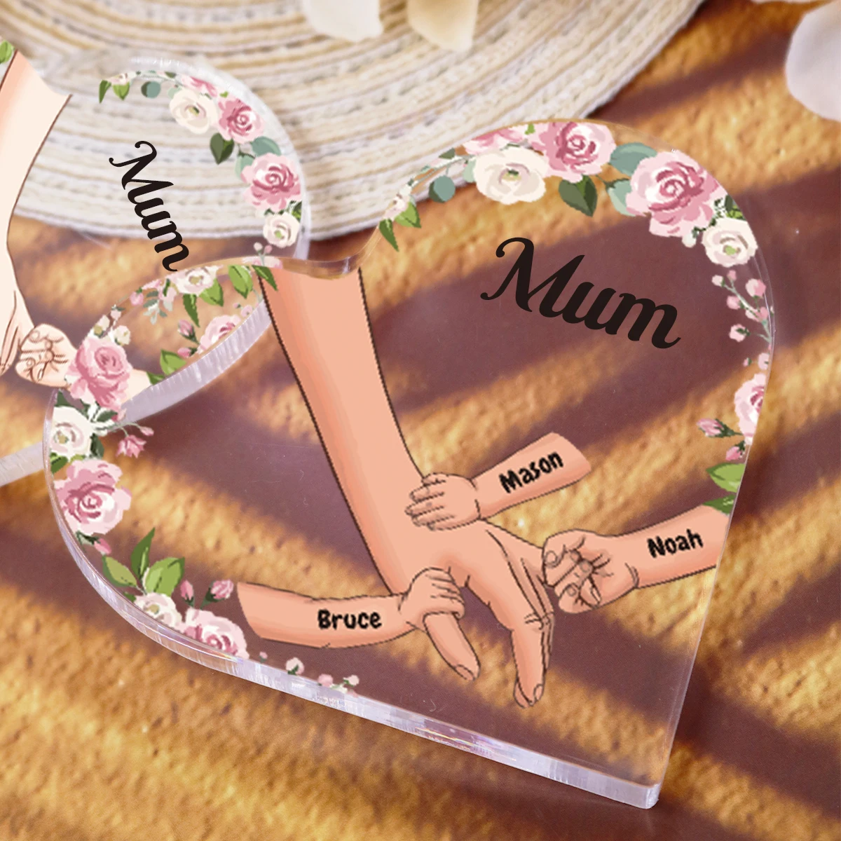 Customizable Transparent Acrylic Heart Shaped Jigsaw Puzzle Ornament for Mothers Day Fathers Day Thanksgiving Home Decor Gift