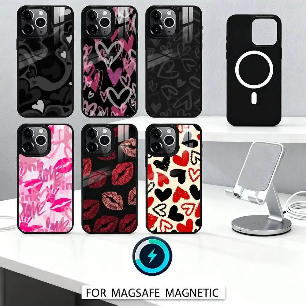 

Full of love Phone Case For iPhone 16,15,14,13,12,Pro,Max,Magnetic For Magsafe Wireless Charging