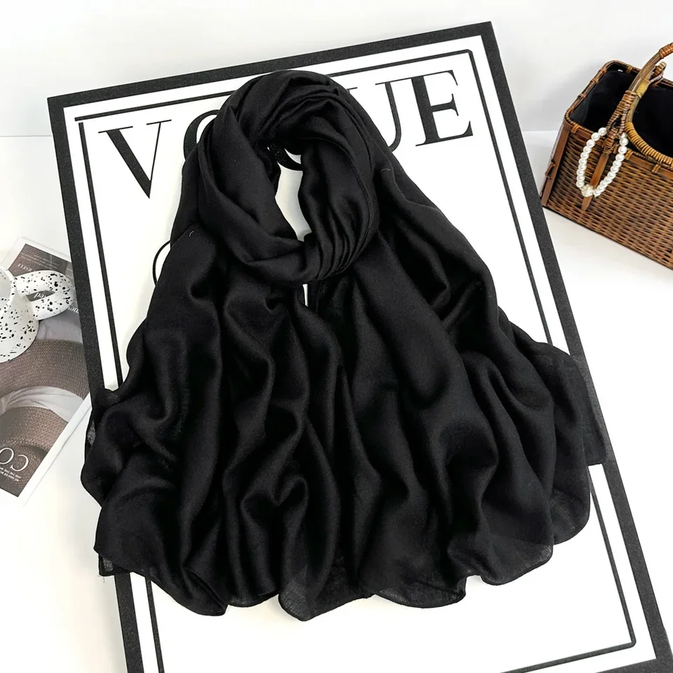 185*90 см, осенне-зимний новый хлопковый льняной шарф, женский однотонный шаль, длинный шарф цвета хаки в стиле ретро, модная накидка