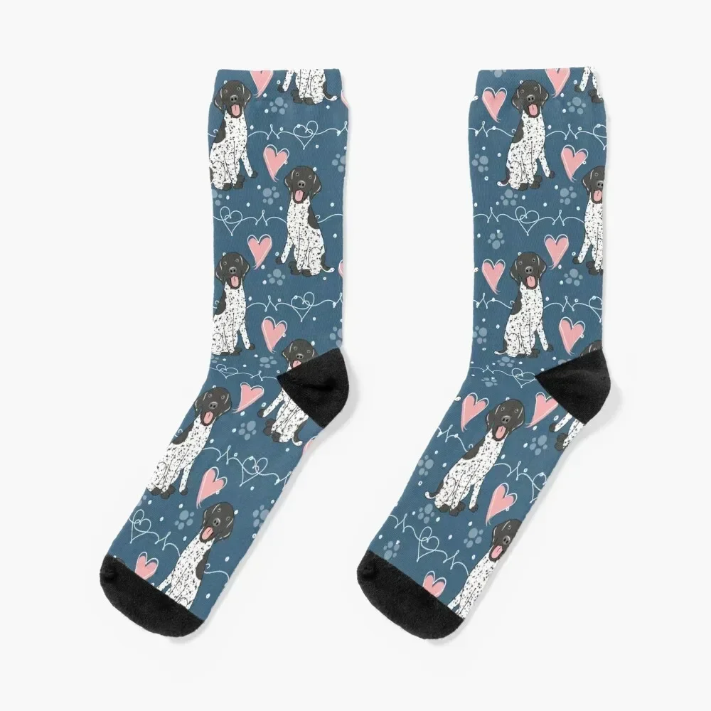 LOVE German Shorthaired Pointer GSP - Black and White 2 Socks kids Sports Ladies Socks Men's