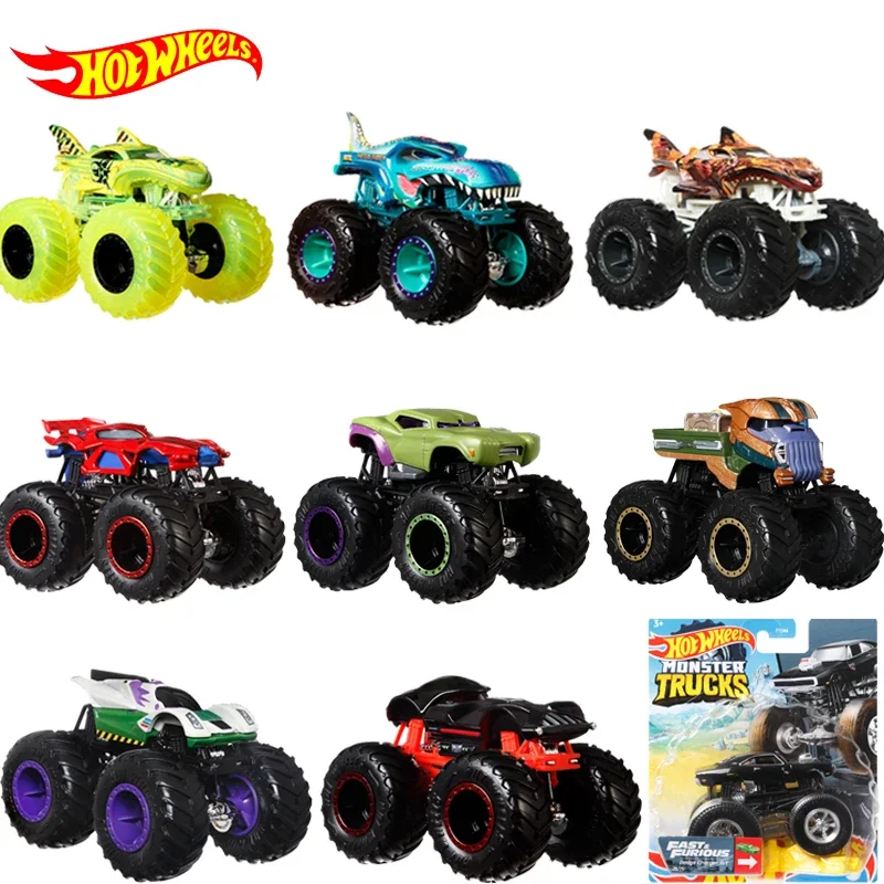 Original Hot Wheels Car Monster Truck Diecast 1:64 Voiture Fast & Furious Shark Wreak Tiger Shark Kid Boy Toys for Children Gift