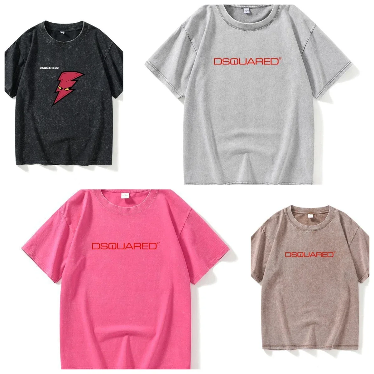 

Trend European and American D Quadratic DSquared2 Washed T-Shirt Short Sleeve Men's and Women's Crew Neck Large Size Loose