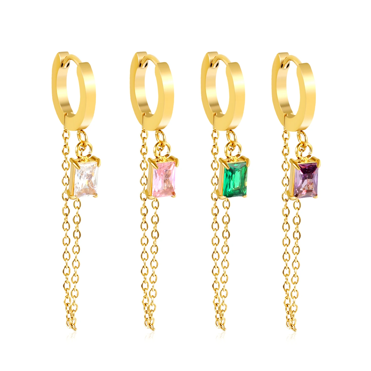 Modische und Personalisierte Transparente Kristall-Quasten-Ohrringe, Edelstahl Luxus-Schmuck für Frauen Geschenk