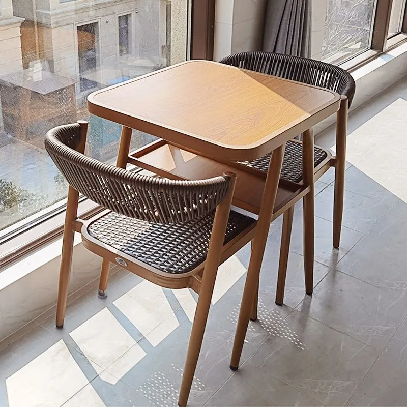 Balcony table and chairs, tea table and chair combination, rattan chair, three-piece tea table, one table, two chairs