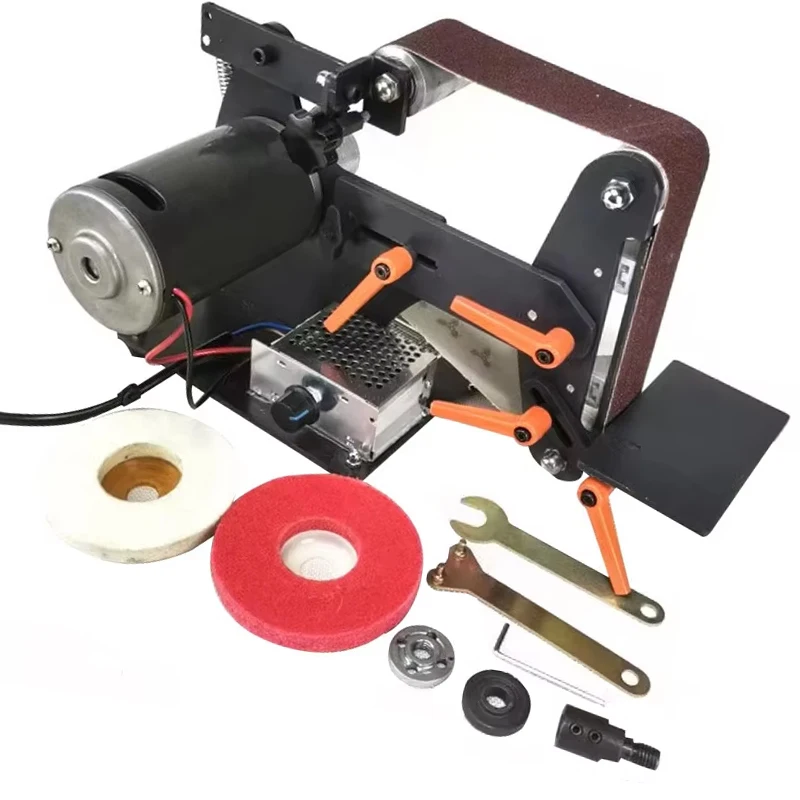 220V Mini Electric Belt Sander Grinding Wheel Machine Belt Sander DIY Polishing Grinder Tool Edge Grinder