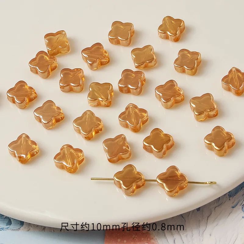 20pcs/lot Four-Leaf Clover 10MM Mixing Color Glass Loose Beads Charms For DIY Earring/Necklace/Jewelry Making Findings Accessory