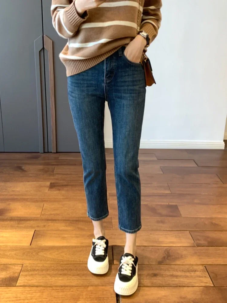 Y2k Large Size Straight Leg Jeans Female Summer Thin 2023 New Small Fat Mm Thin Nine Minutes Smoke Pipe Pants