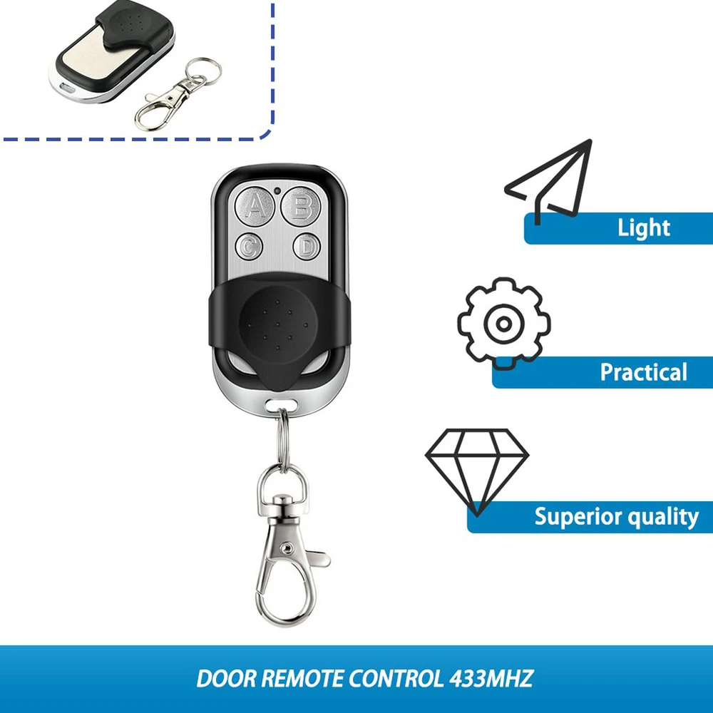 Metal Push 4 Buttons Remote Control Transmitter 433MHz Universal Garage Door Opener RF Remote Duplicator Clone Cloning Code Key