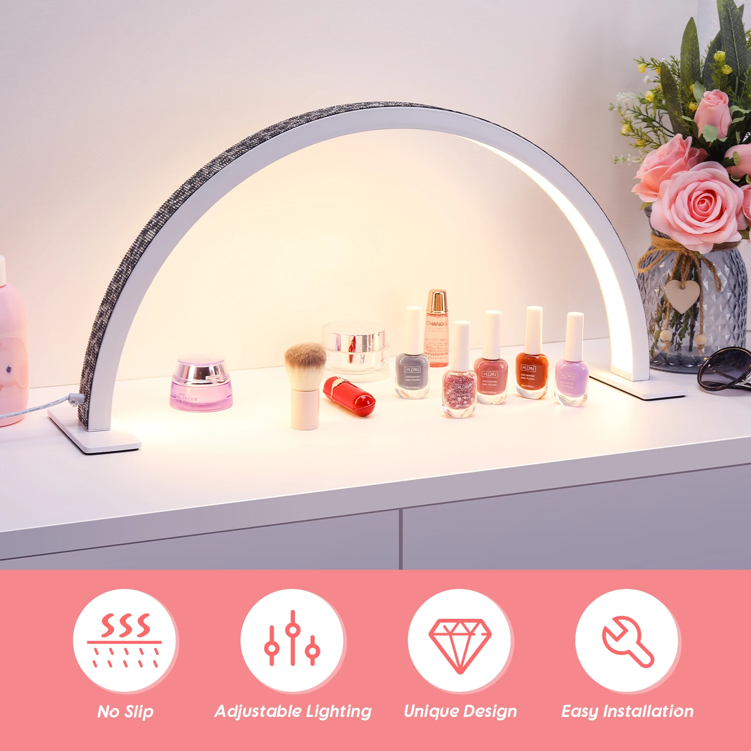 Luipaardprint Strass Halve Maan Nagellamp LED Tafelgellamp Bureau Manicure Licht voor Nagelschoonheidssalons