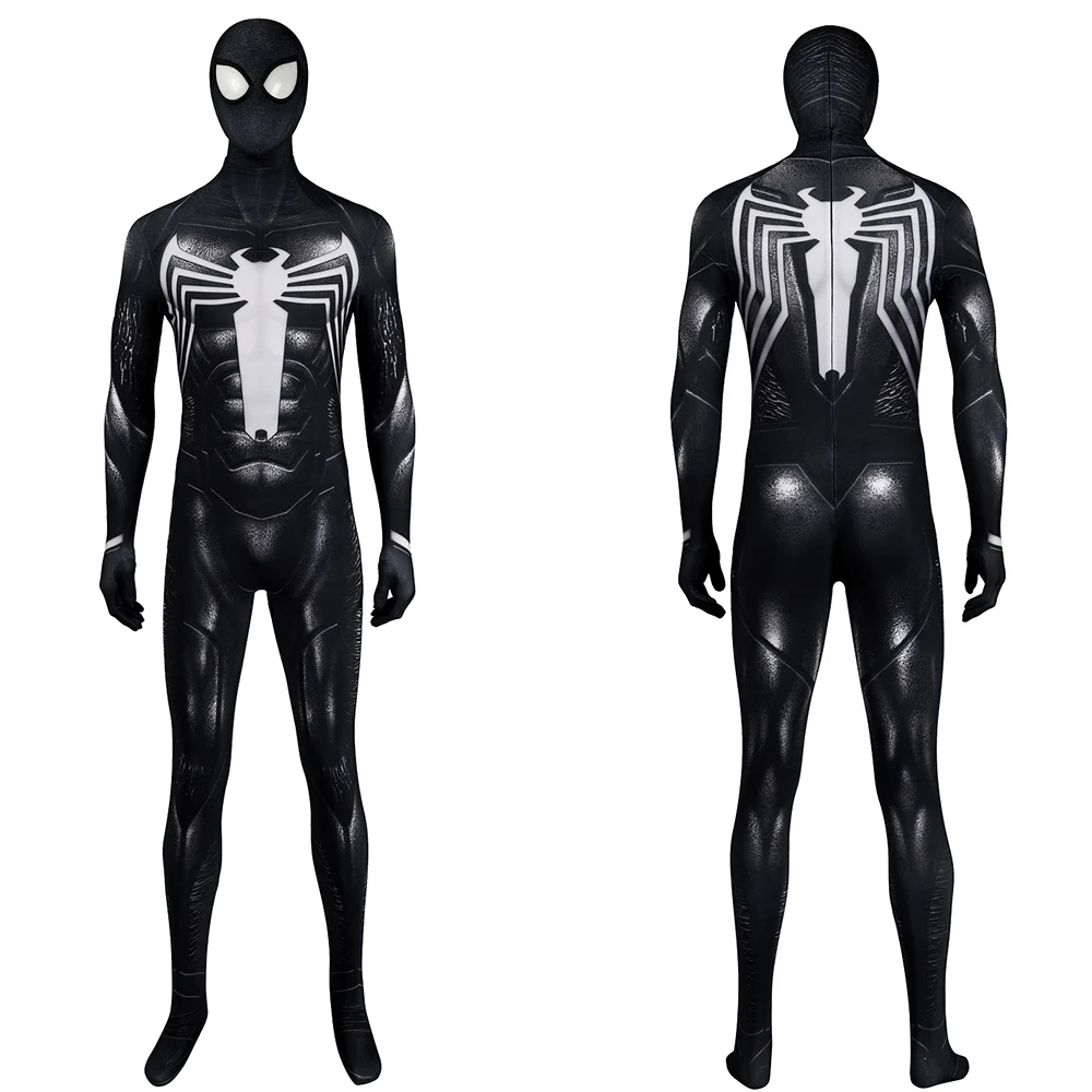 PS5 العنكبوت 2 Vemon Symbiont تأثيري بيتر باركر بدلة سوداء خارقة Zentai ارتداءها سبايدرمان دنة هالوين زي الكبار