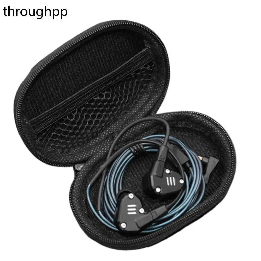 

Portable Cortical Headphone Box with Zipper 101*71mm Oval Wired Earphone Bag