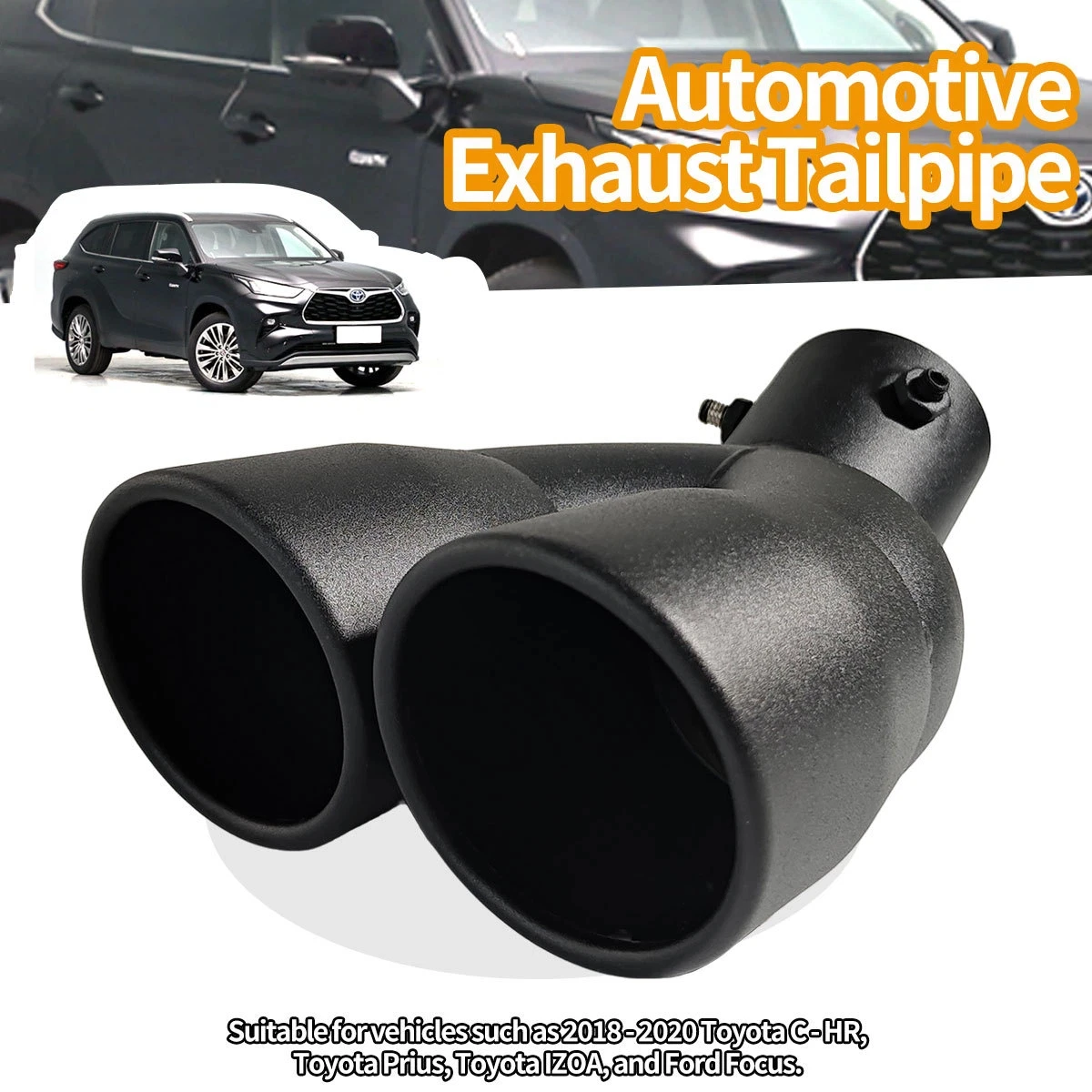

For TOYOTA CHR,18-20 Prius,YIZE Double stainless steel frosted black curved tail throat