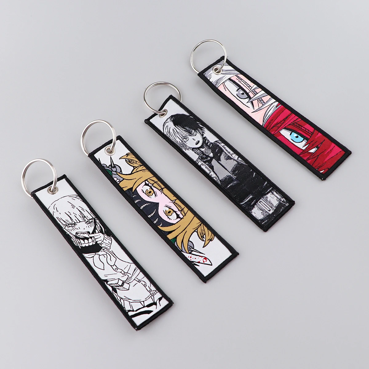 Anime Character Cool Key Tag Embroidery Key Fobs For Motorcycles Cars Bag Backpack Keychain Fashion Key Ring Souvenir Gifts