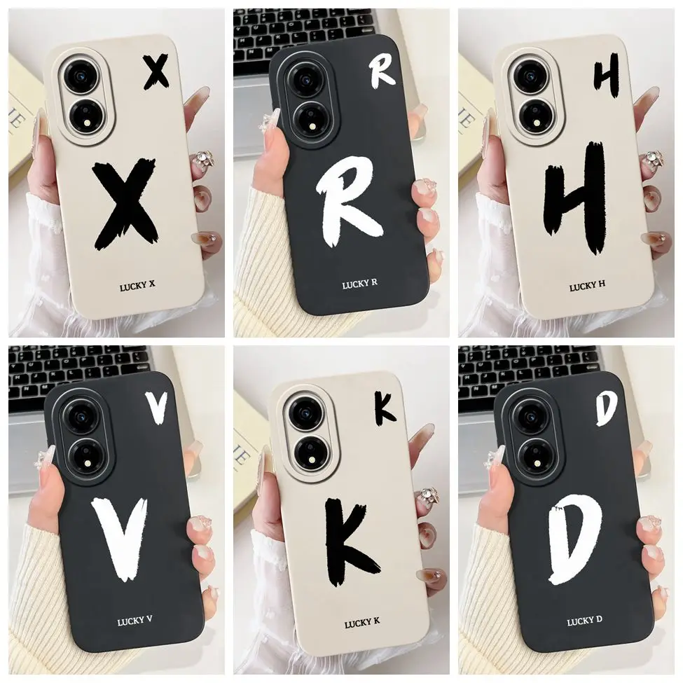 

For ITEL P55 4G A666L 5G P665L Cover For ITEL P55 Plus P663L Case Simple Fashion Letters A-Z Pattern Design Silicone Shockproof