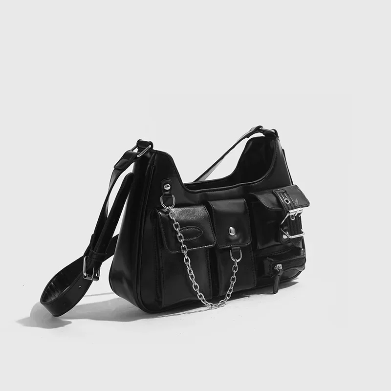 ​New Y2K Korean Harajuku Vintage Gothic Black Hand Bag Aesthetic Elegant Punk Wallet Purse Handbags Shoulder Trend Tote Bags