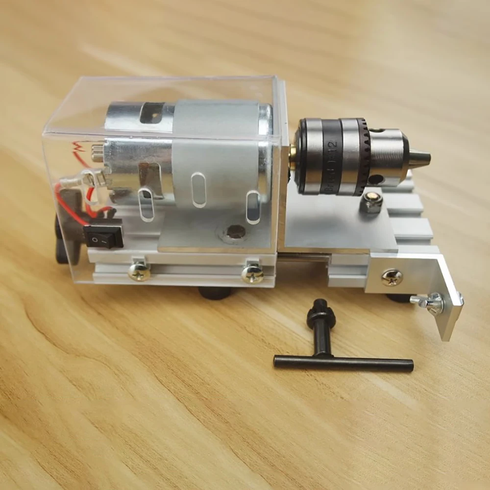 DIY T Type Micro Woodworking Lathe Auxiliary Motor with 1.5-10MM B12 Chuck For Woodworking Buddha Bead Machine Hole Puncher