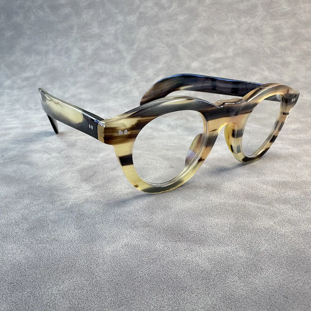 Eyeglass Frames Antique Vintage Cat Eye Graduated Lenses Handmade Natural Horn Man Glasses Frames Prescrption Myopia Eyeglasses