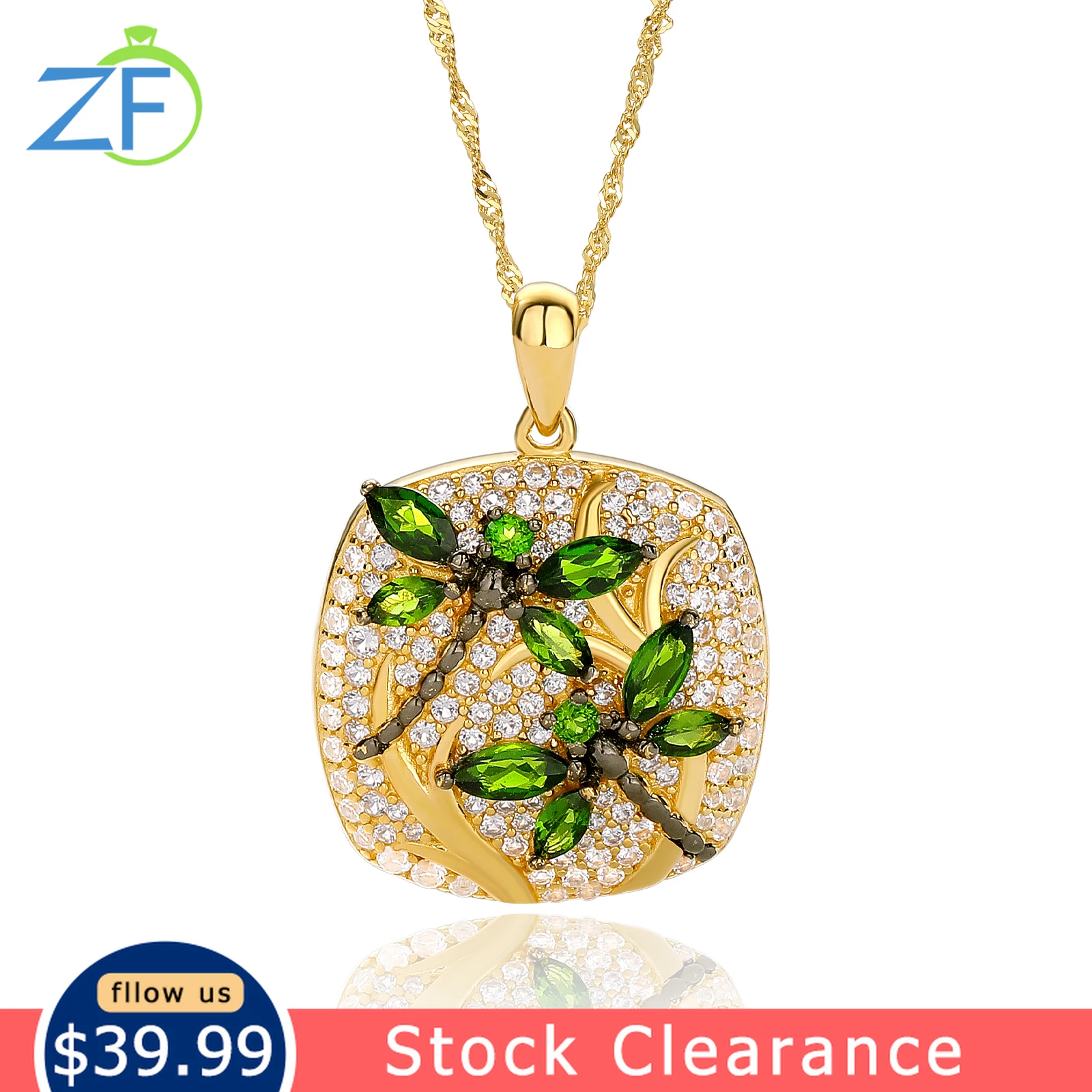 

GZ ZONGFA Pure 925 Sterling Silve Square Pendant Necklace for Women Natural Garnet Citrine Colorful Tree Mixed Gems Fine Jewelry