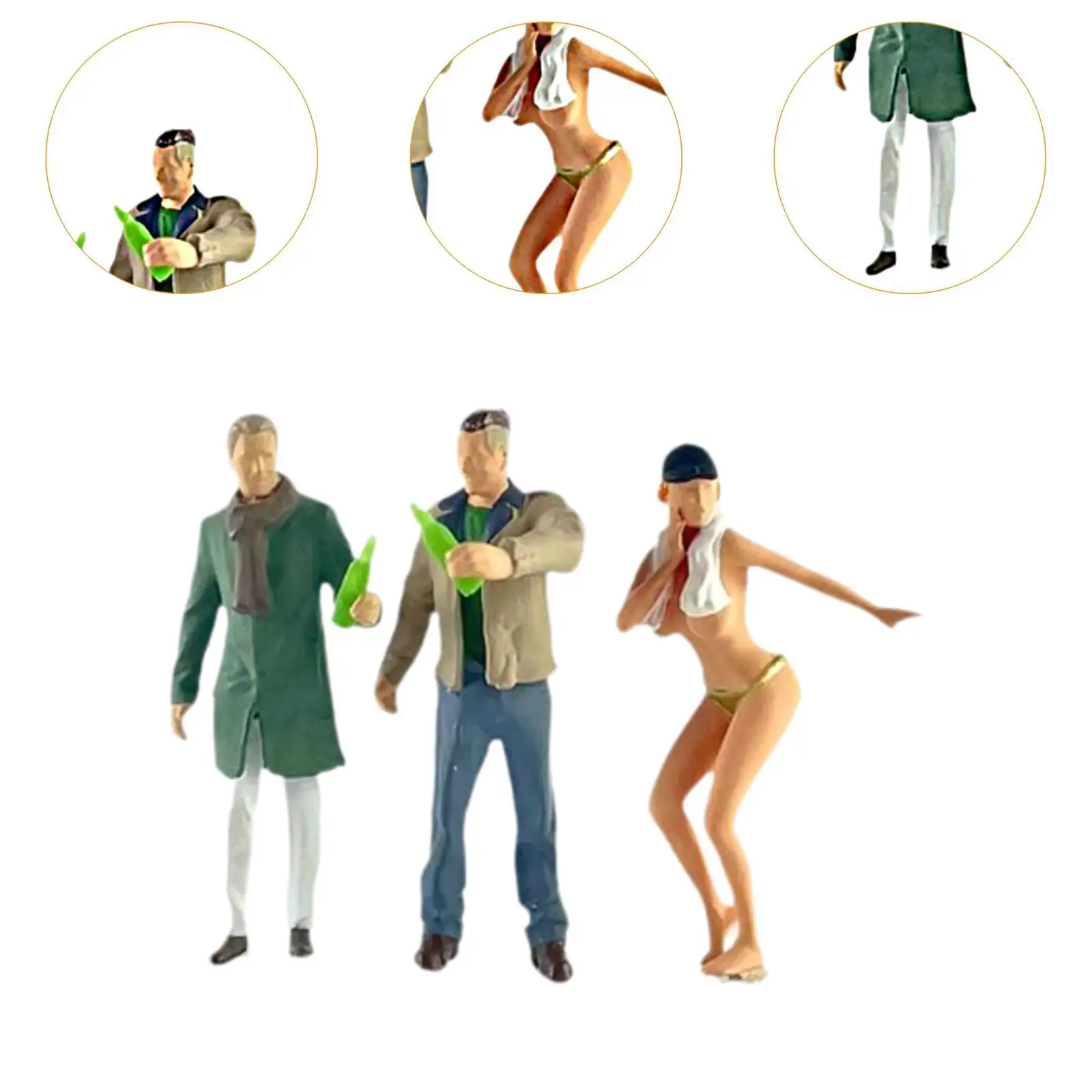 3 pçs escala 1:64 diorama figuras coleções de resina ornamento de mesa acessórios para casa de bonecas presentes para amigos beber pessoas estatuetas conjunto