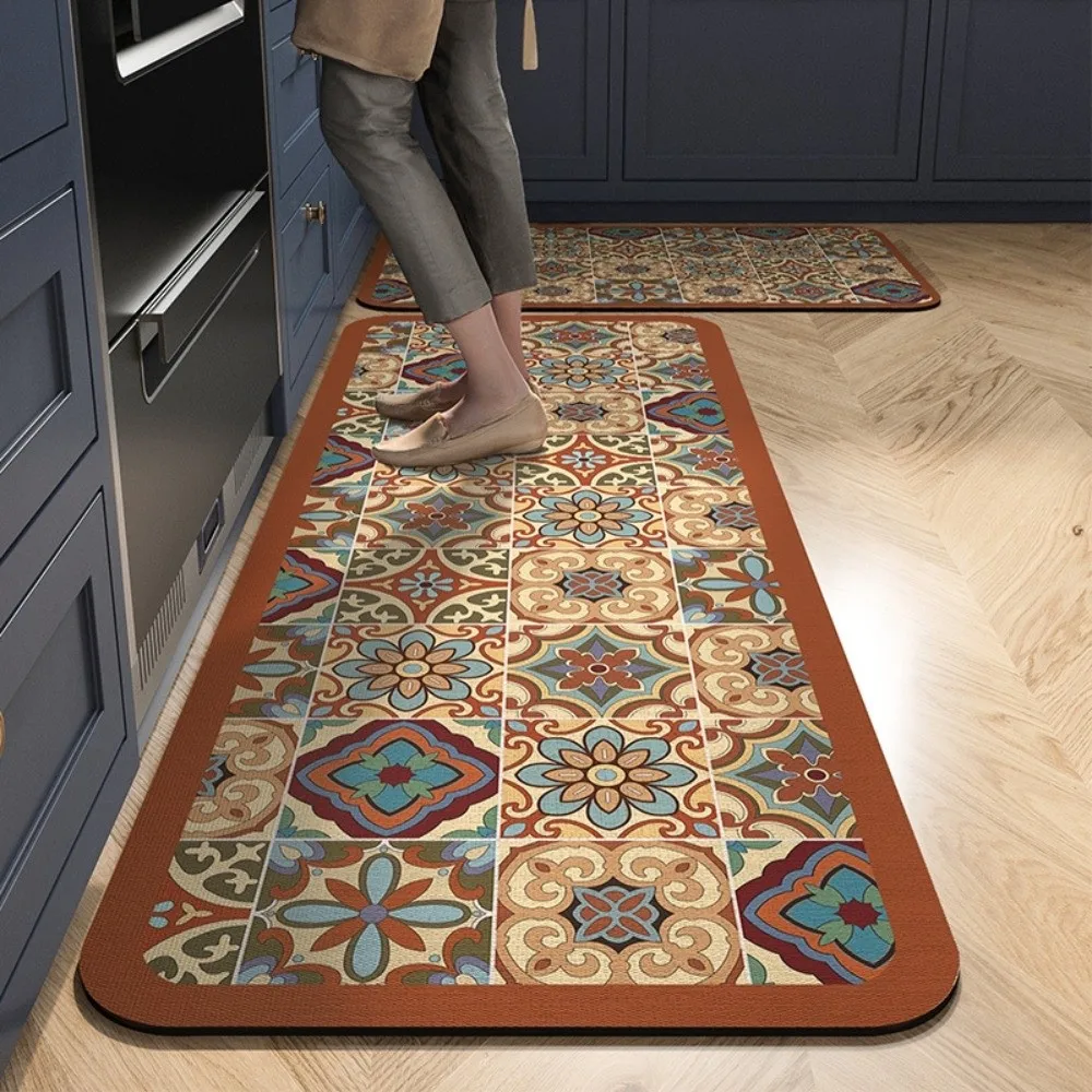 

2pcs Printed Kitchen Carpet Rug Stain Resistant Non Slip Entrance Door Mat Soft Easy to Clean Kitchen Floor Mat Carpets