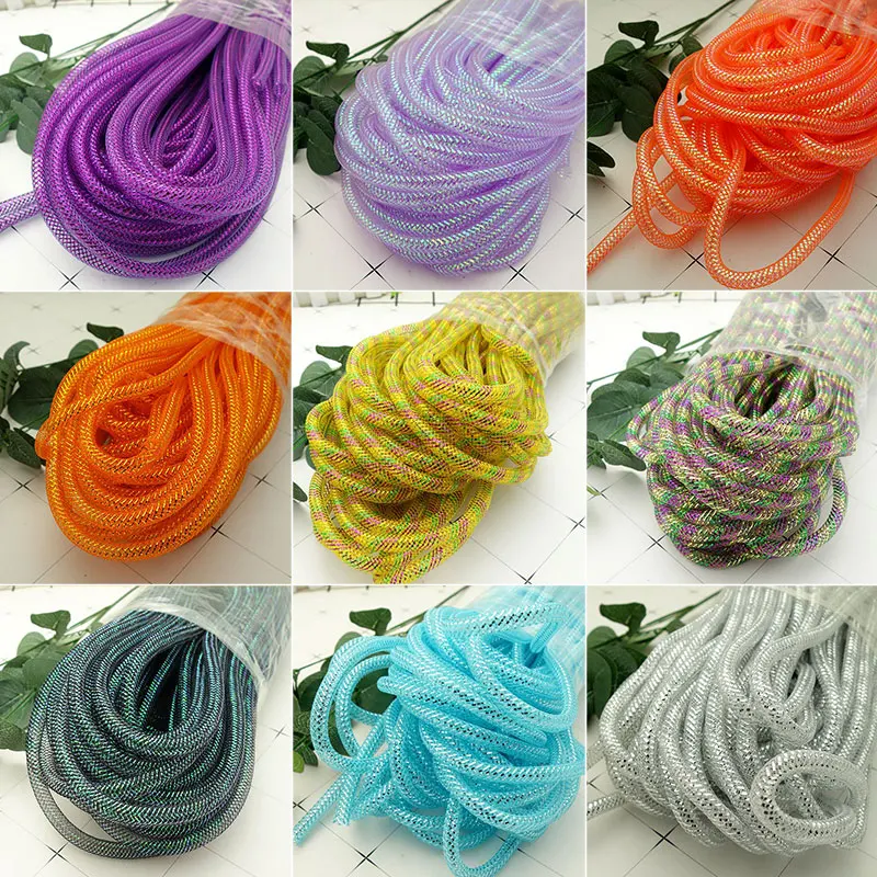 10M Colored Mesh Tube Rope 4/8Mm Mesh Tubular Crinoline Tube Wedding Dress Skirt Clothing Mesh Diy Bracelet Jewelry Making Gift