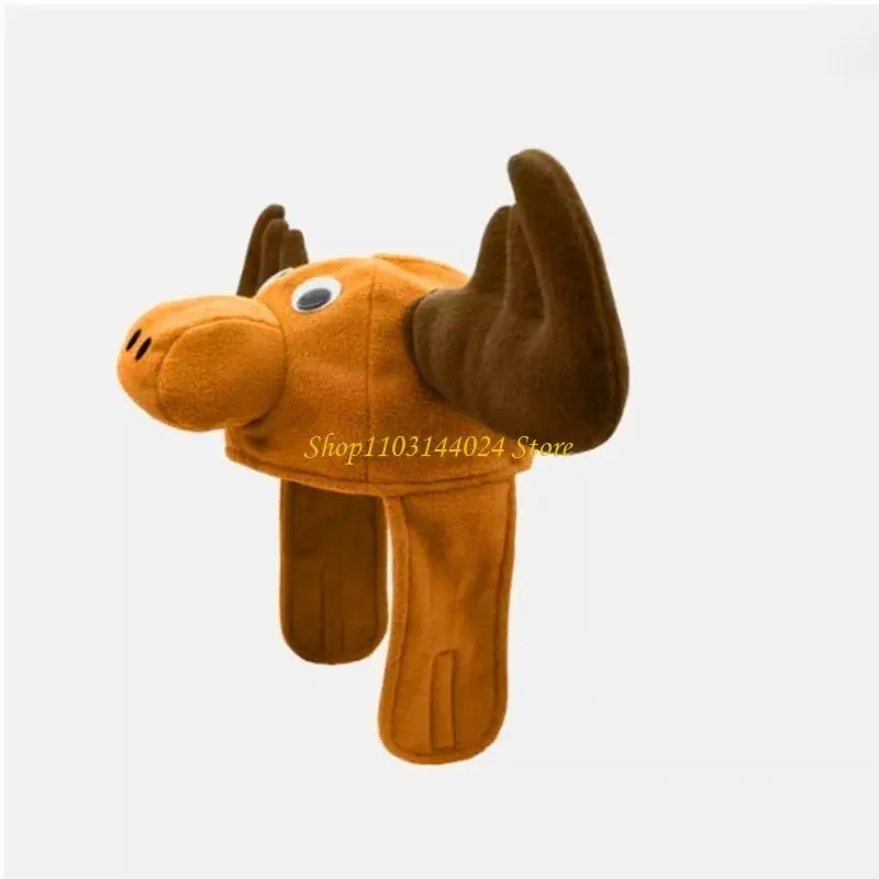 N5ke divertido chapéu animal pelúcia marrom alce design chapéu perfeito para o calor do inverno e adereços festival