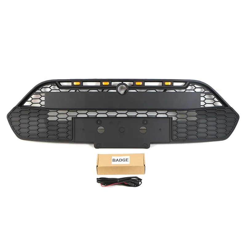 Front Grille, Black ABS Bumper Grill with LED Light, Honeycomb Mesh Grille Fit for Ford Transit Connect Wagon 2010-2018 - view 5