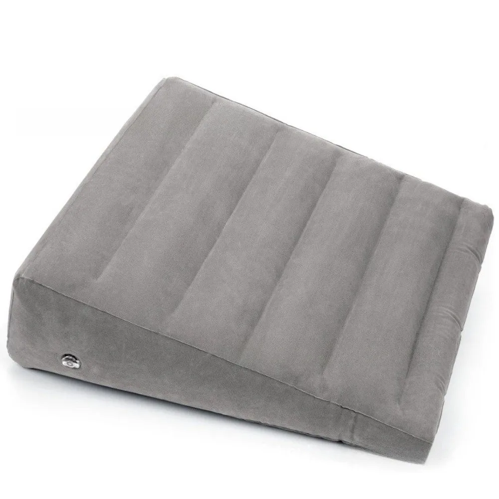 PVC-Beflockungs-Keilkissen, ergonomisches, tragbares, aufblasbares Rückenkissen, Rückenstütze, Kniekissen für Reisen, Camping, Schlafen