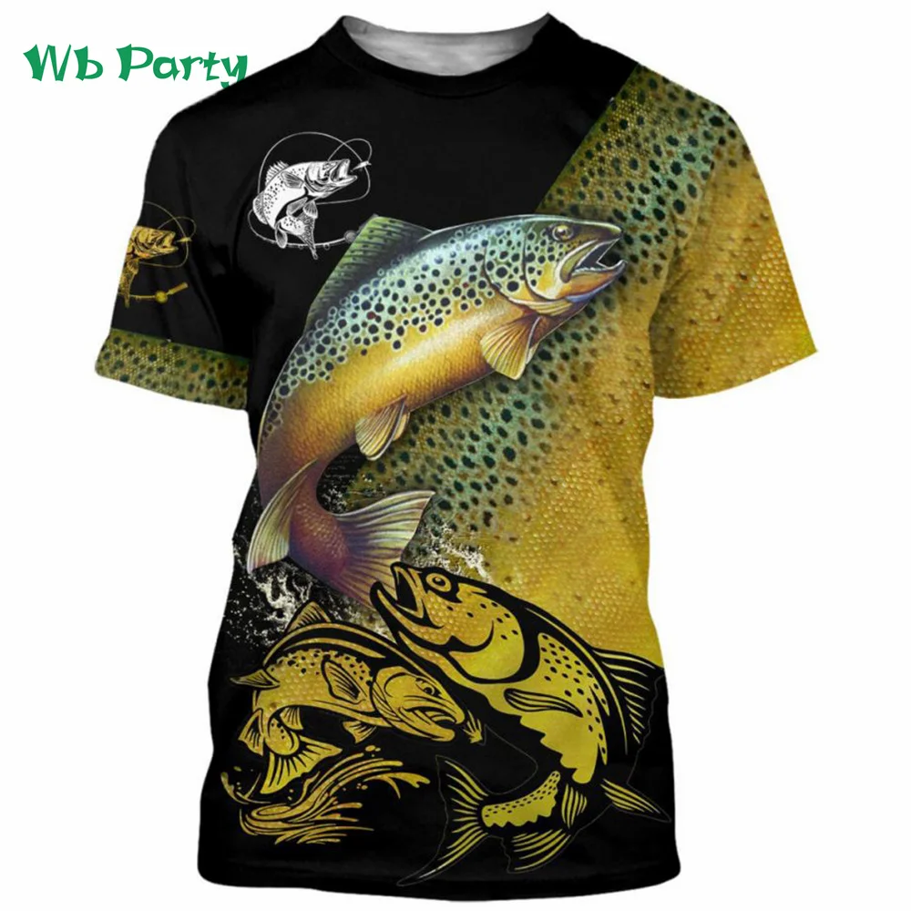 Summer Vintage Fish Print Clothes O-Neck Men Vintage Clothes T-shirts Shirts Graphic Tee Short Sleeve Tee T-shirt for Men Tops