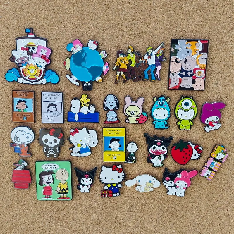 Hello Kitty Hard Enamel Pins Kuromi Pin Peanuts Pin Snoopy Cartoon Brooch Sanrio Cinnamoroll Anime Badges for Backpack Jewelry