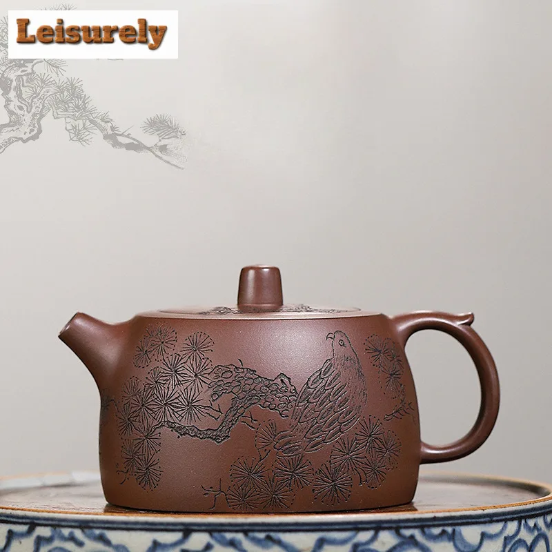 

240ml Authentic Yixing Purple Clay Teapots Handmade Well Curb Pot Raw Ore Purple Mud Kettle Chinese Zisha Teaset Collection Gift